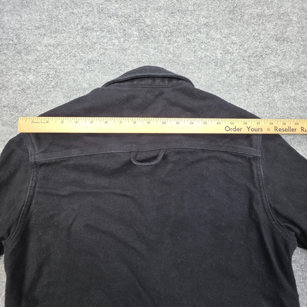 CPO Provisions Flannel Shirt Jacket Shacket Elbow Patch Medium Black Heavy - Picture 9 of 11